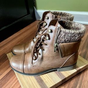 Faux leather ankle boots